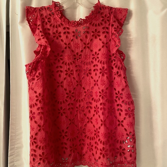 J. Crew Pink Eyelet tank top - Picture 2 of 4